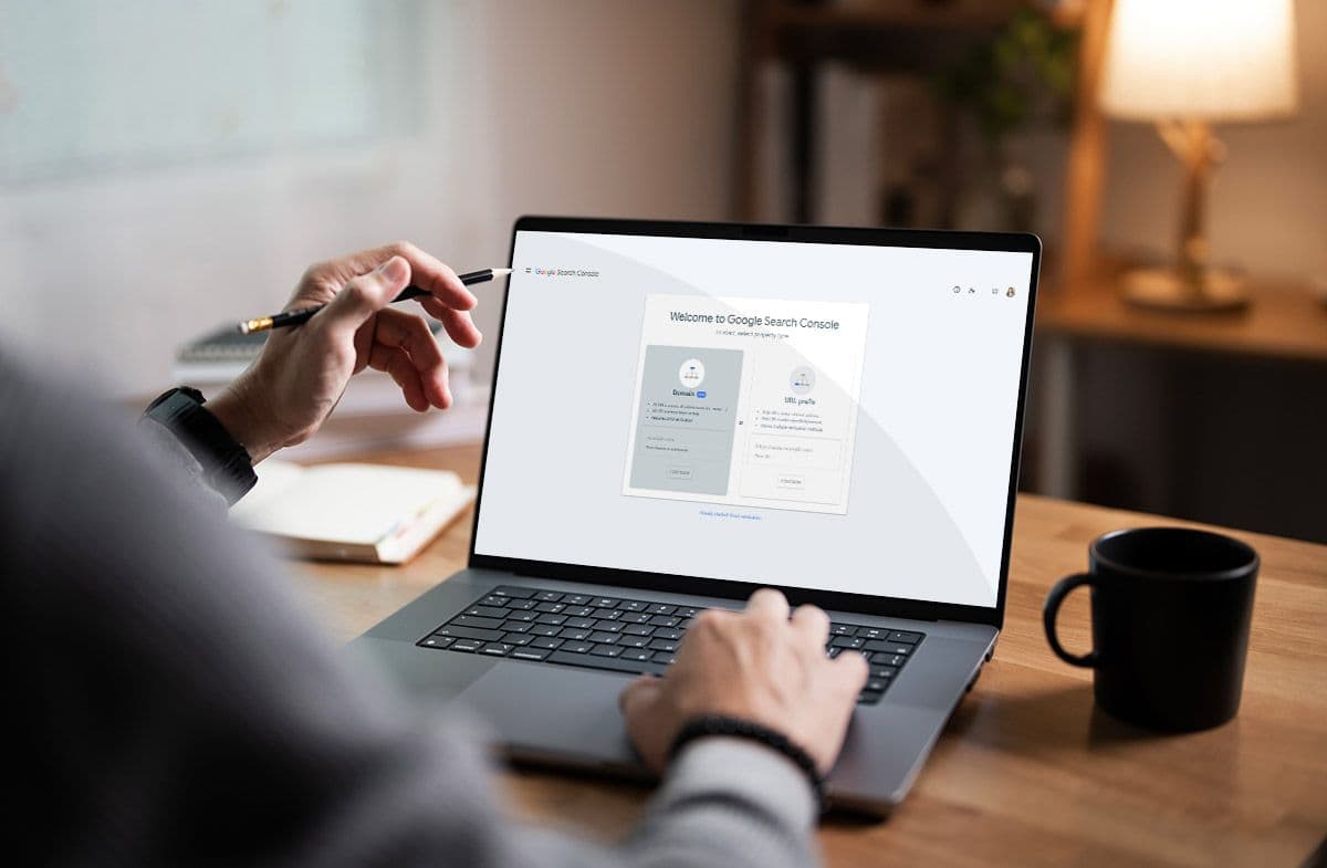 Checking google search console on laptop