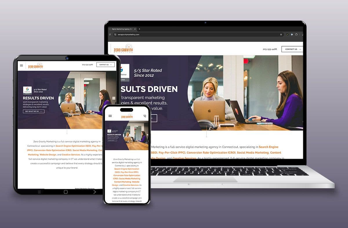Zero Gravity Marketing's responsive website technology