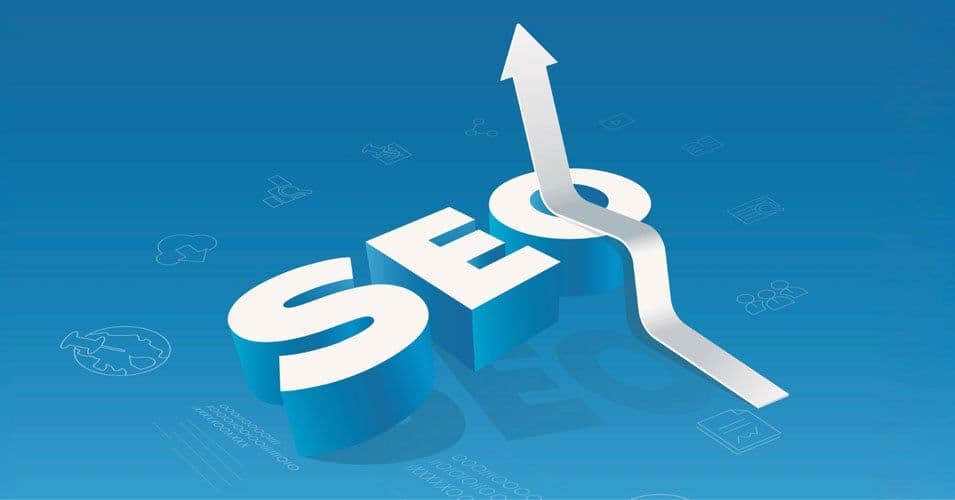 SEO with an arrow pointing up