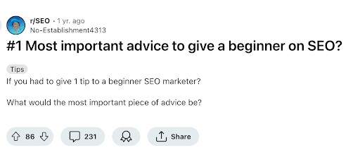 SEO Thread on Reddit