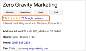 Zero Gravity Marketing Google Reviews