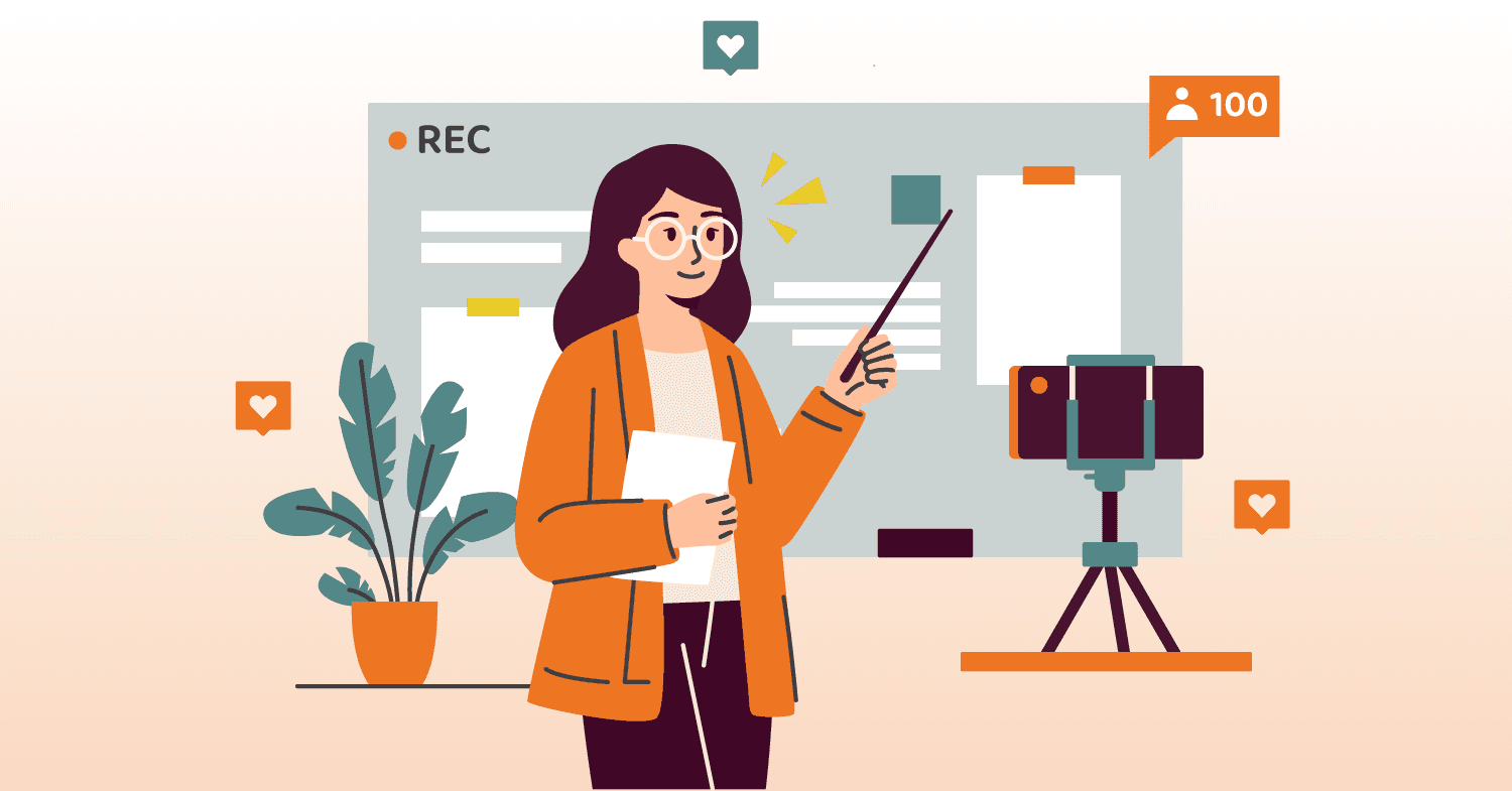 Professor livestreaming to students on camera