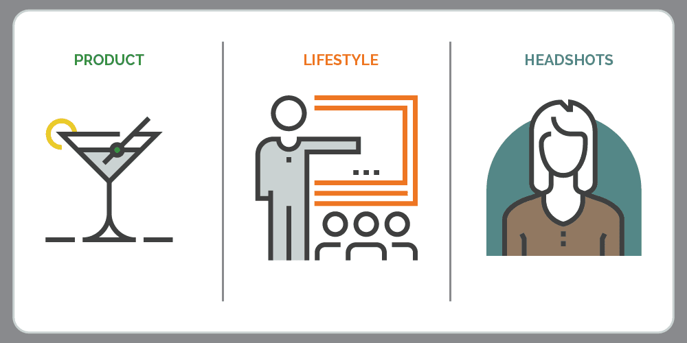 Product, Lifestyle, and Headshot photo options for successful marketing campaigns