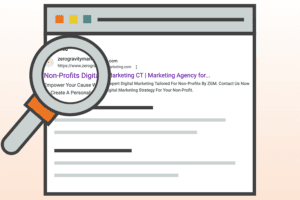 Magnifying glass over paid advertisement