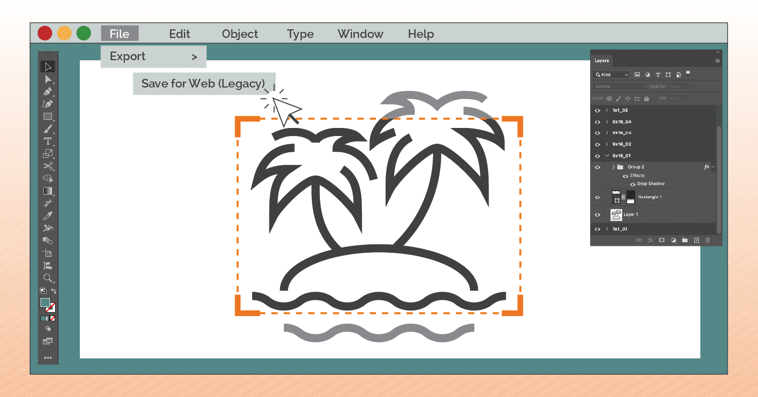 Cropping image of palm trees