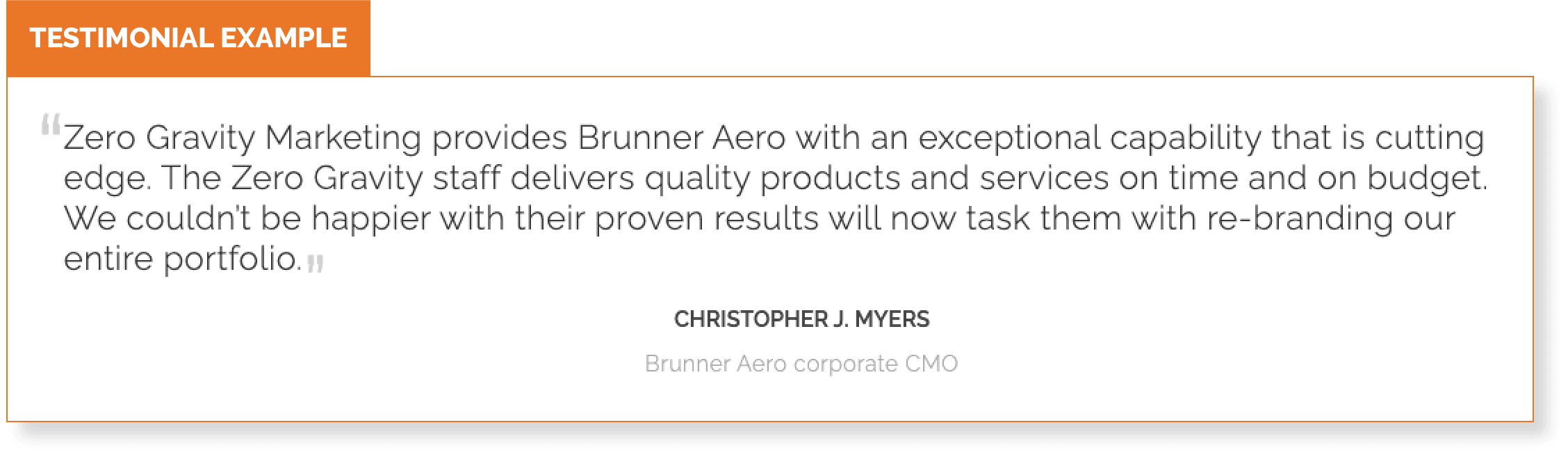 YMYL testimonial from client