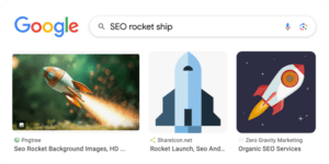 Google Image search of SEO rocket ship