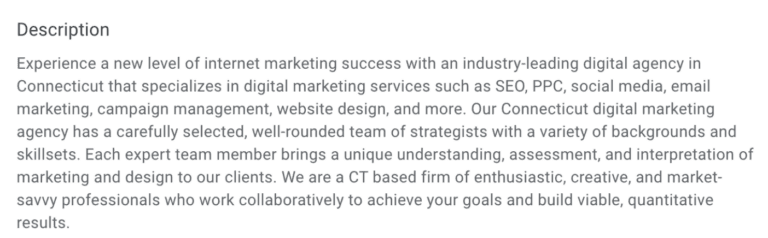 Google Business Profile business description